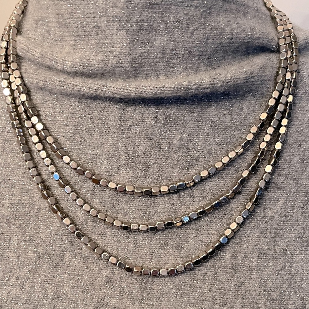 Silvertone Cubes Necklace
